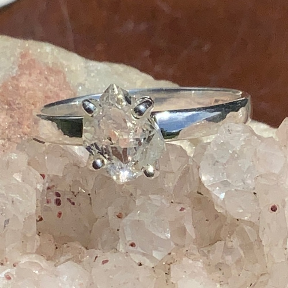 NATURAL HERKIMER DIAMOND 925 STERLING SILVER RING, SIZE 7